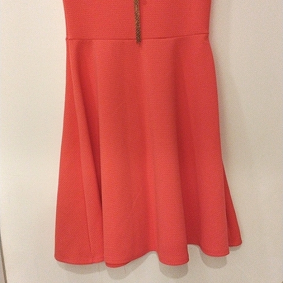 Coral Mini Dress with attached Necklace Dopamine Dressing Spring Summer - Picture 10 of 14